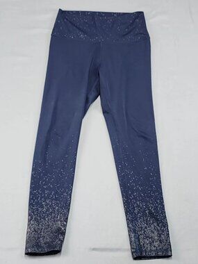 Z by Zobha Womens L Navy Blue High Rise Metallic Speckled Ombre Leggings
